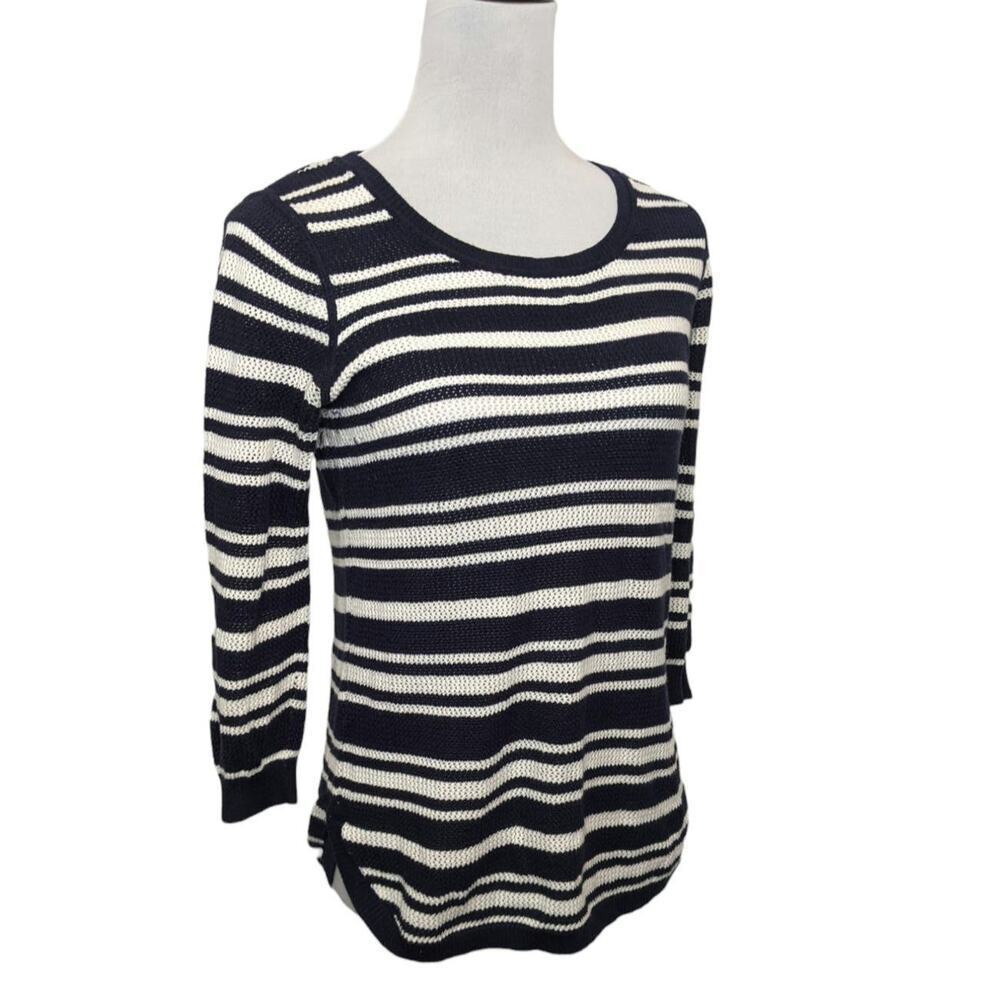 Eddie Bauer Lightweight Spring Summer Nautical Beachy Knit Mesh Sweater Small